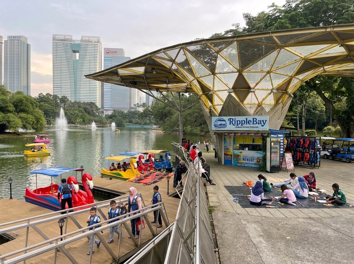 Scenic swan boat cruise at Ripplebay Taman Botani Perdana